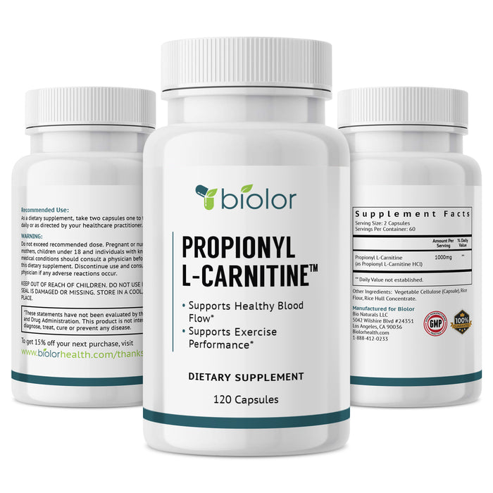 High Absorption Propionyl-L-Carnitine (PLCAR) - NO Artificial Fillers - 120 Capsules