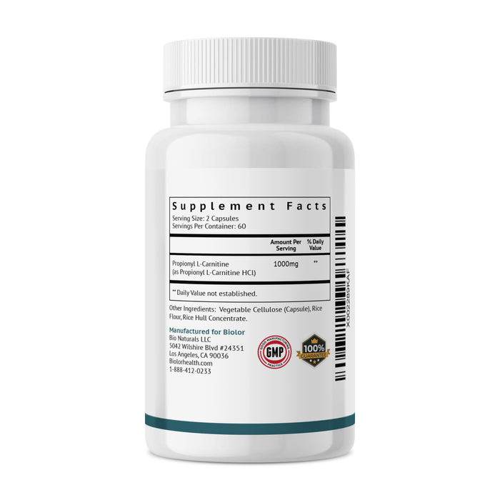 Propionyl-L-Carnitine (PLCAR) - NO Artificial Fillers - 120 Capsules Biolor Propionyl-L-Carnitine (PLCAR) - NO Artificial Fillers - 120 Capsules Biolor